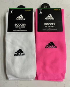 Nuevos Calcetines Adidas Fútbol Metro Talla Grande Ajuste Mejorado Blanco Rosa Azul Med - Imagen 1 de 23