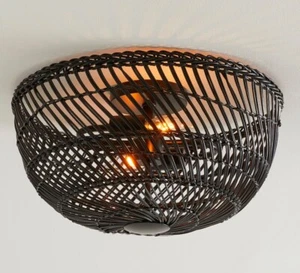 NEW Pottery Barn 17” Flora All-Weather Wicker Flush Mount Lighting Fixture - Picture 1 of 3