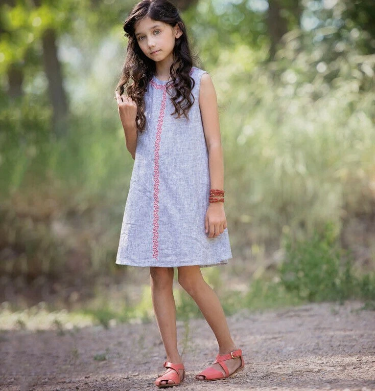 PERSNICKETY Girls: 2 & 4 NWT Gray Linen Sleeveless  Kara Dress - Image 1 of 2