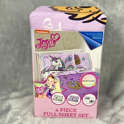 Nickelodeon JoJo Siwa Kids Feel the Music Pink 4 Piece Full Sheet Set   NEW - Image 1 of 4