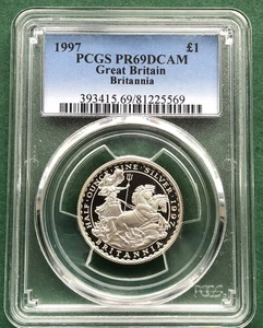 1/2oz silver 1997 Britannia £1.00 PCGS PR-69 Deep Cameo Top pop. 1 of 33 .999% - Picture 1 of 4