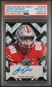 2022 Leaf Metal Draft Black Wave Jeremy Ruckert /10 PSA 10 GEM MT AUTO 10 - Picture 1 of 2