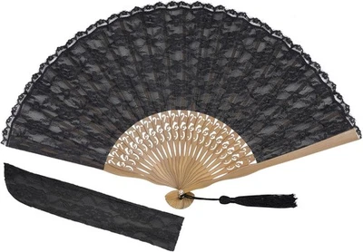 Abanico plegable chino de encaje choyaxo bambú seda multicolor  Foto 1 de 4