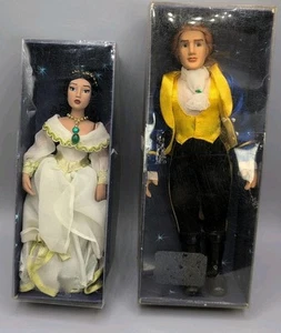 Pair Deagostini Porcelain Dolls Disney 2004 Pocahontas And Beauty And The Beast - Picture 1 of 7