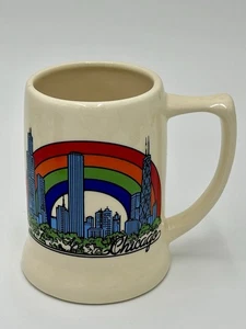 Vintage Chicago Illinois City Skyline Keramik hellbraun Kaffeebecher  - Bild 1 von 7