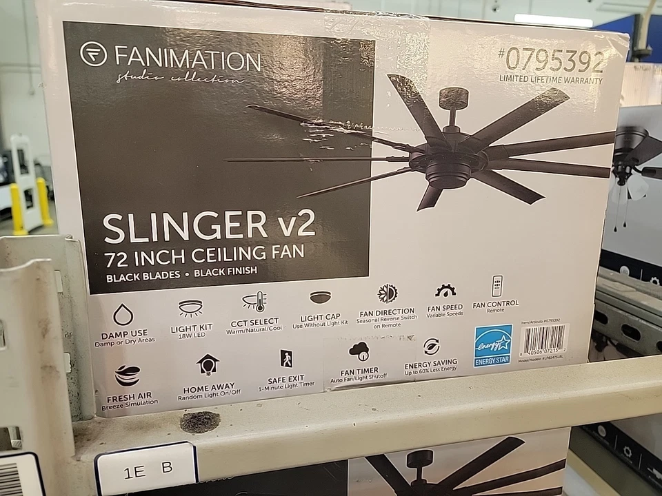 Fanimation Studio 72 inch Indoor/Outdoor Ceiling Fan with LED Light - Black - Image 1 of 1