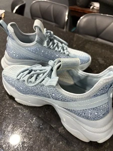 STEVE MADDEN MAXIMA Baby Blue RHINESTONE SNEAKERS Women's Size 9.5 - Picture 1 of 6