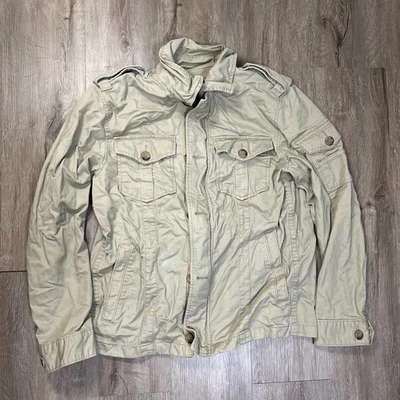 Gap Men's Utility Khaki Jacket Full Zip Tan Brown Medium Chore 100% Cotton - Image 1 of 4