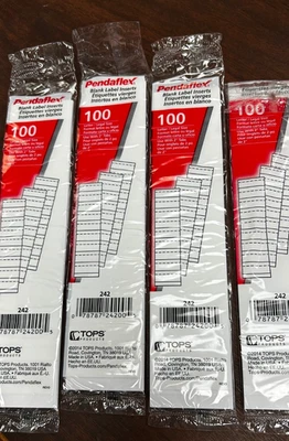 Insertos de lengüeta en blanco Pendaflex, corte 1/5 para colgar carpetas de archivos, 2", 100/paquete, 4 paquetes Foto 1 de 2