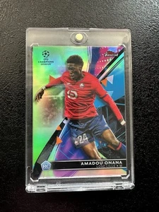 2021 Topps Finest UCL blue/aqua vapor wave Refraktor /99 Amadou Onana Rookie RC - Bild 1 von 2