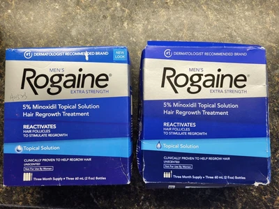 Solución tópica para hombre Rogaine Extra Strength 5% minoxidil regeneración del cabello 2 cajas Foto 1 de 2