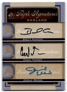2012 SP Triple Signatures Brett Hunter/Cecil Tanner/Jemile Weeks Auto #OAK19 - Picture 1 of 2