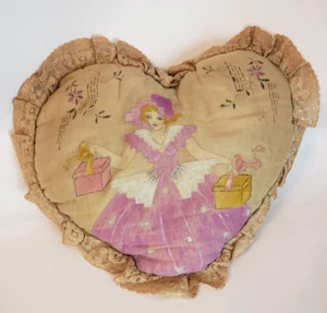 Antigua almohada vintage con acento cosida a mano y pintada arte decoración - Imagen 1 de 12