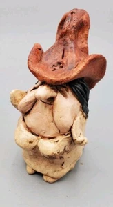 Funny Face Hand Crafted Ceramic Cowgirl In Stetson Hat Figurine Unique Hee Haw - Picture 1 of 7