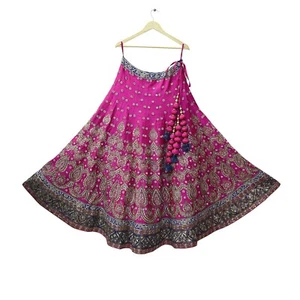 Pre-owned Heavy Pure Chanderi Silk Hand Embroidered Designer Sabyasachi Skirt - Picture 1 of 7