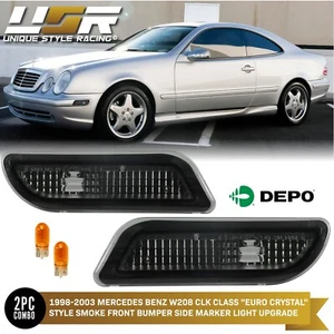 DEPO Euro Smoke Bumper Side Marker Lights For 98-03 Mercedes Benz W208 CLK Class - Picture 1 of 12