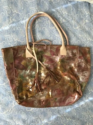Bolso de Mano Bolso Shopper CAVALCANTI de Cuero Brillante Floral Pintado a Mano Foto 1 de 2