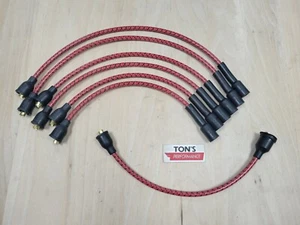 Chevy 216 235 8mm Cloth Covered Spark Plug Wire Set Vintage Wires Inline 6 Red B - Picture 1 of 5