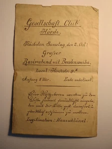 Sociedad Club Hörde / Invitación a la noche de afeitado con bol / aprox. 1900? - Imagen 1 de 1