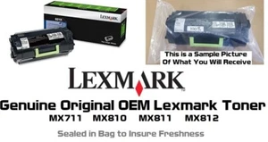 New Genuine Lexmark 621X Toner MX711 MX810 MX811 62D1X00 SEALED BAG 62D1X00 - Picture 1 of 1