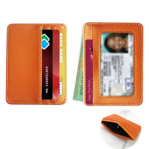Slim Minimalist Front Pocket Wallet,RFID Blocking Credit Card Holder ID Window