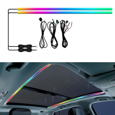 LED Light Strip Car Sunroof Atmosphere Lamp RGB Colorful Ambient Decoration 2Pcs - Image 1 of 4