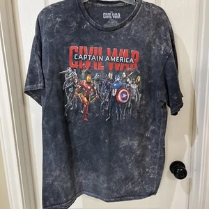 Men Marvel Civil War Captain America Gray T-shirt Size XL (46/48) - Picture 1 of 3