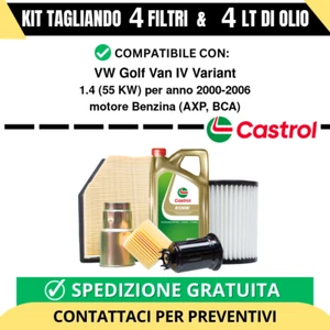 Tagliando per VW Golf Van IV Variant 1.4 55 kw - 4 Lt di Castrol + 4 Filtri a... - Foto 1 di 2