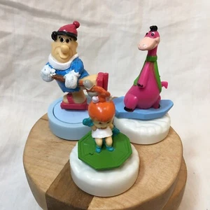 1990 Wendy's Flintstones Winter Glacier Gliders set of 3: Dino Pebbles Fred - Picture 1 of 19