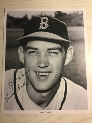 Medias Rojas de Boston GENE CONLEY firmado autografiado edición del equipo 8x10 campeón de los Celtics Foto 1 de 2