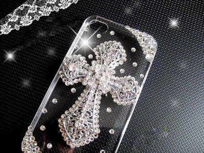 Funda Carcasa Plata Cruz Transparente Gemas Brillantes Estrás para Varios Teléfonos Móviles Foto 1 de 4