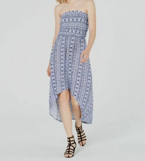 Ultra Flirt Blue Size Small S Junior Maxi Dress High Low Tribal Print 467