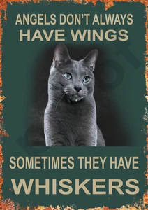 Funny Black Cat Angels Aluminium Metal Sign Pet Kitchen Garden Room Advertising - Picture 1 of 1