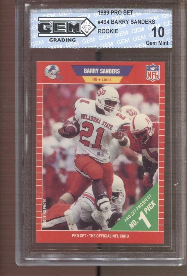 Barry Sanders Pro Set 1989 #494 gema como nuevo 10 radiocontrol novato Detroit Lions Foto 1 de 2