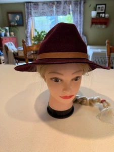 Billabong Fedora 100% Wool Hat Maroon JAHT8BET W Band Wide Brim - Picture 1 of 8