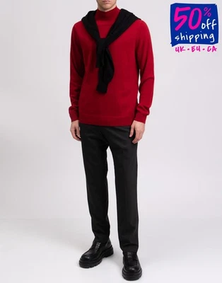 RRP €590 MALO Cashmere & Wool Pullover Jumper Size XL Red Long Sleeve High Neck - Image 1 of 4