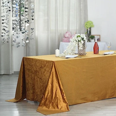GOLD 90"x156" Premium Velvet Rectangular Tablecloth Wedding Party Event Linens - Image 1 of 4