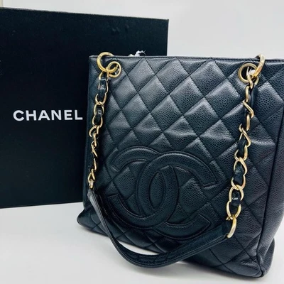 Bolso de Mano Chanel PST Cadena Cuero Negro Piel de Caviar Regalo 1109b Foto 1 de 4