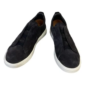 Zegna Triple Stitch DARK NAVY Suede Sneakers Shoes Size 10.5 US “MADE TO ORDER” - Picture 1 of 9