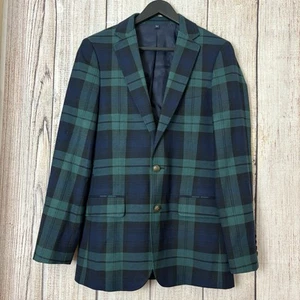 J Crew Thompson University Blazer Mens 36 Blue Green Plaid Wool Blend Slim NWT - Picture 1 of 13