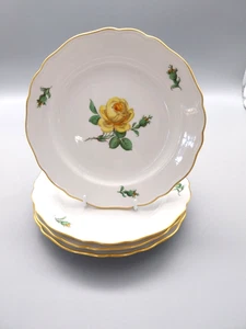 Meissen   *Gelbe Rose* Goldrand   4 Kuchenteller *  2 Schleifstriche - Bild 1 von 5