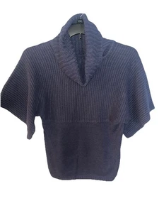 Suéter de punto medio BCBG Paris para mujer cuello capucha mezcla de algodón usado en excelente estado azul k1 - Imagen 1 de 6
