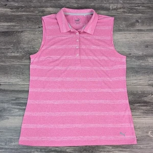 Puma Golf Women’s XL Performance Sleeveless Polo Pink All Over Print Lightweight - Picture 1 of 8
