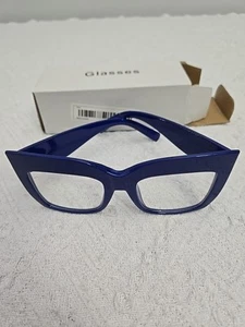 Oversized Modern Retro Style Clear Lens EYE GLASSES Big Thick Blue Optical Frame - Picture 1 of 3