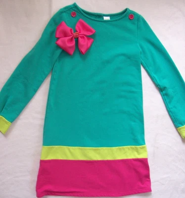 VESTIDO MOLETOM MENINA 12: ~GYMBOREE~ LS "COR FELIZ" E NOVO COM ETIQUETAS ARCO BARRETTE FRANCÊS - Imagem 1 de 3