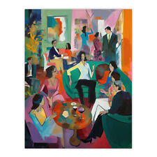 After Dinner Cocktails Colourful Modern Abstract Painting Wall Art Poster Print