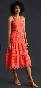 Vestido midi Anthropologie Maeve con ojales en capas rojo pequeño 10 - Imagen 1 de 12