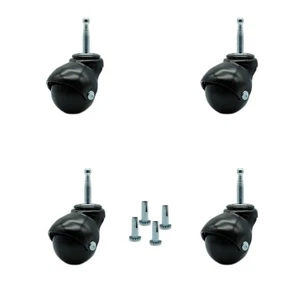 Juego de 4 ruedas de bola de cuello con agarre con capucha negro brillante de 2 pulgadas - Imagen 1 de 4