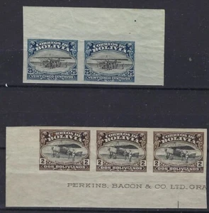 Bolivia Airmail C3, C6 Imperf Pair & Strip Three MNH OG Catalog $800 VERY SCARCE - Picture 1 of 1