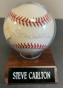 SWEET SPOT BASEBALL FIRMATO A MANO *STEVE CARLTON* RICORDI MONTATI COA MS 72121 - Foto 1 di 7